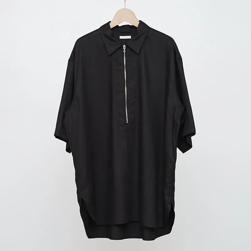 ULTERIOR RAYON LINEN TWILL HALFZIP SHIRT ULTERIOR 2025 Spring &amp