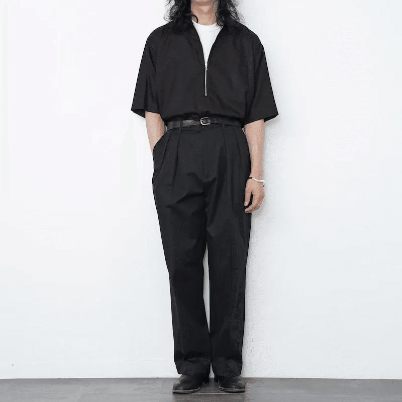 トップス ULTERIOR/RAYON HALF-ZIP SHIRT ULTERIOR/RAYON LINEN TWILL HALF-ZIP SHIRT