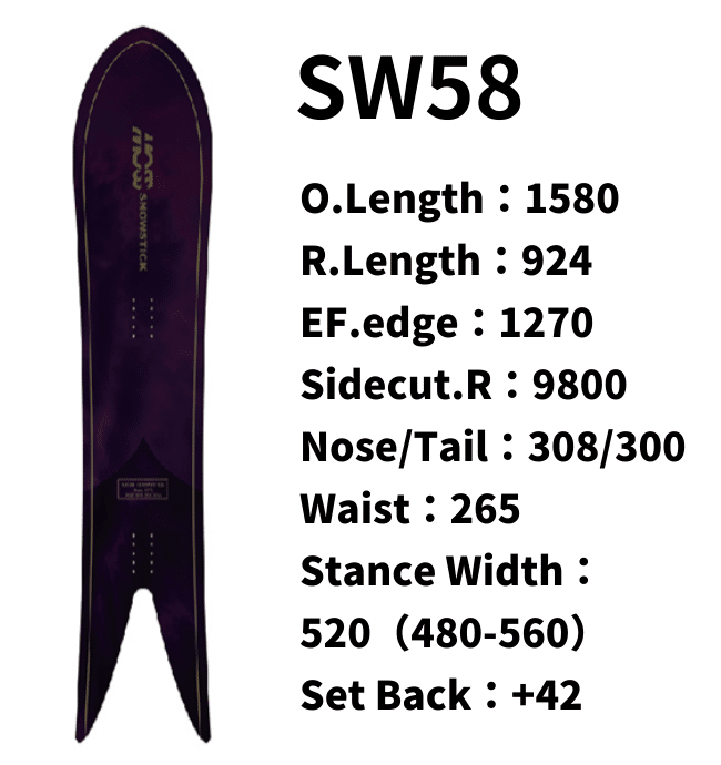 セットフロントの特徴/乗り方】MOSS snowstick「SW58」ボード解説