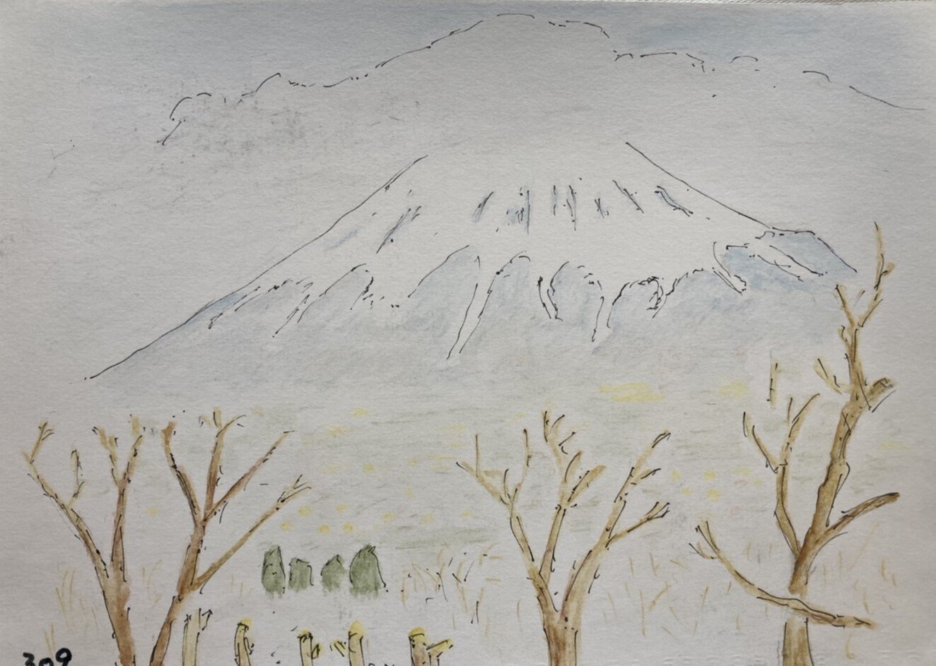 田辺　三重松　素描(デッサン画)箱根の富士 絵画 無題 | 田辺三重松 – 北海道画廊