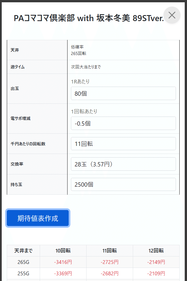 坂本さま差額分 PAコマコマ倶楽部 with 坂本冬美 89STver. 遊タイム期待値