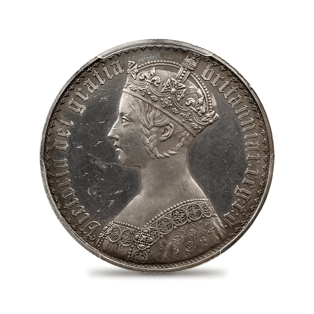 1847 ヴィクトリア女王 ゴチッククラウン銀貨 プレーンエッジ