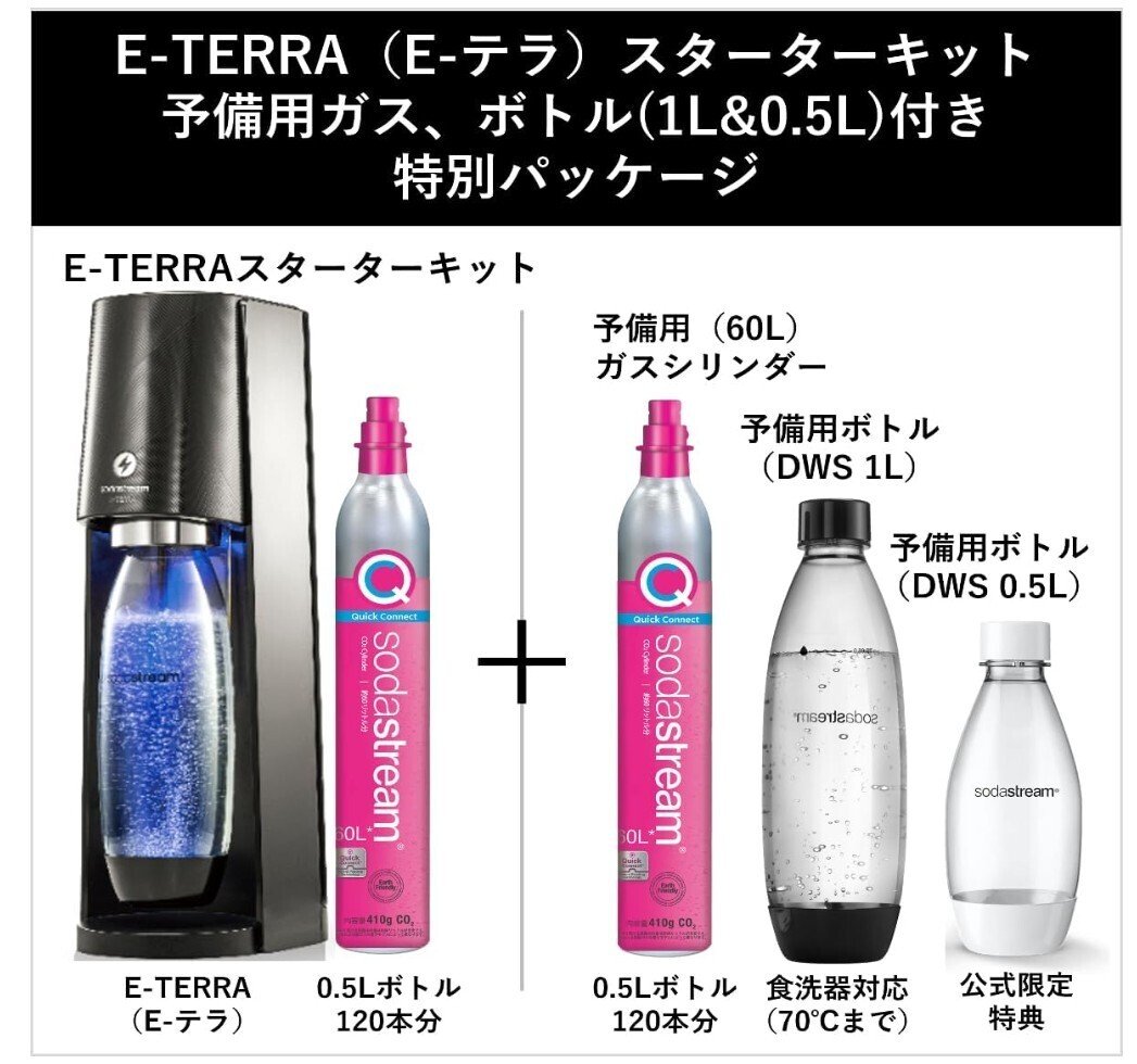 予備シリンダー有 sodastream E-TERRA ソーダストリーム イーテ ソーダ