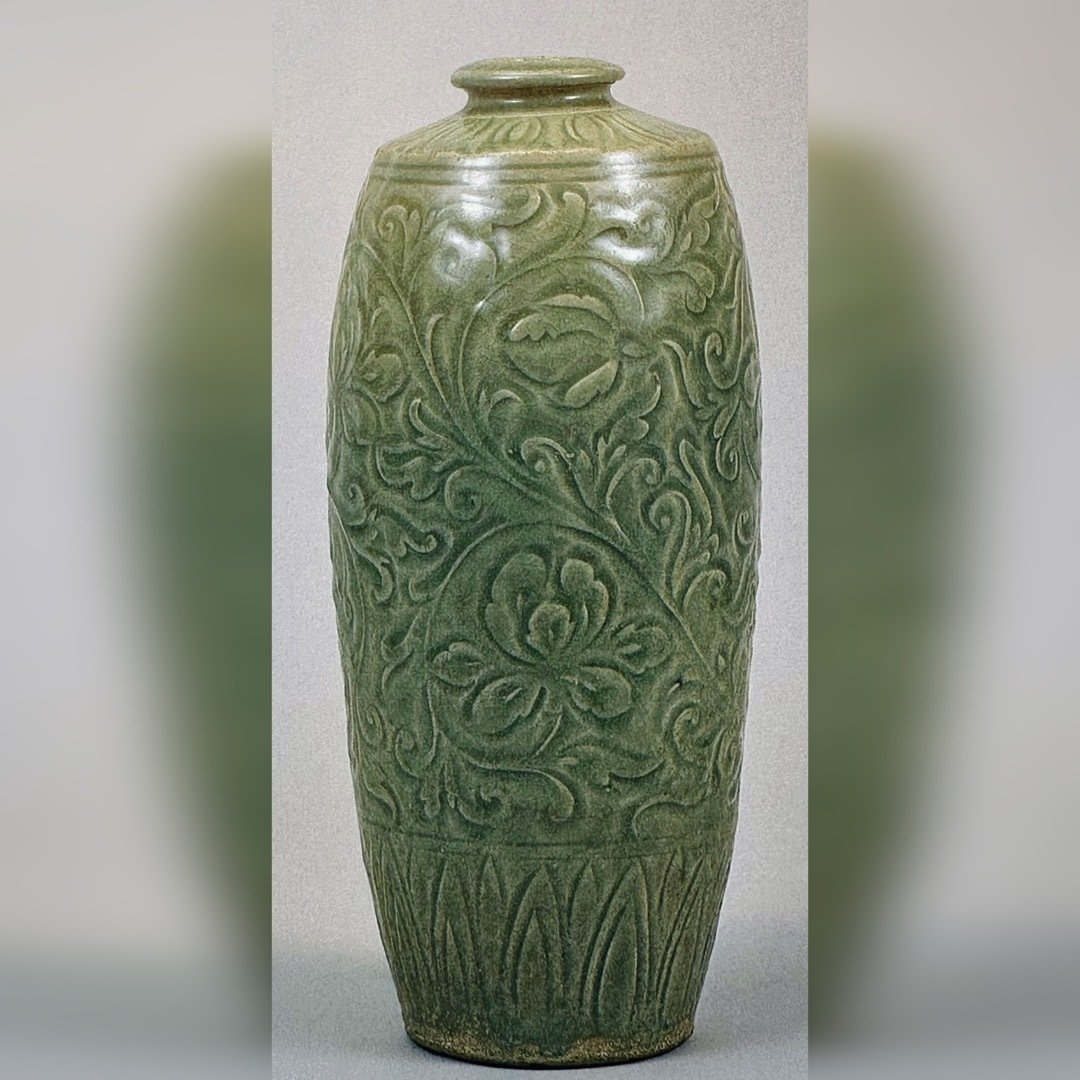 D05288 益子焼 色絵 幾何学文 扁壺 扁壷 花入 花生 花瓶