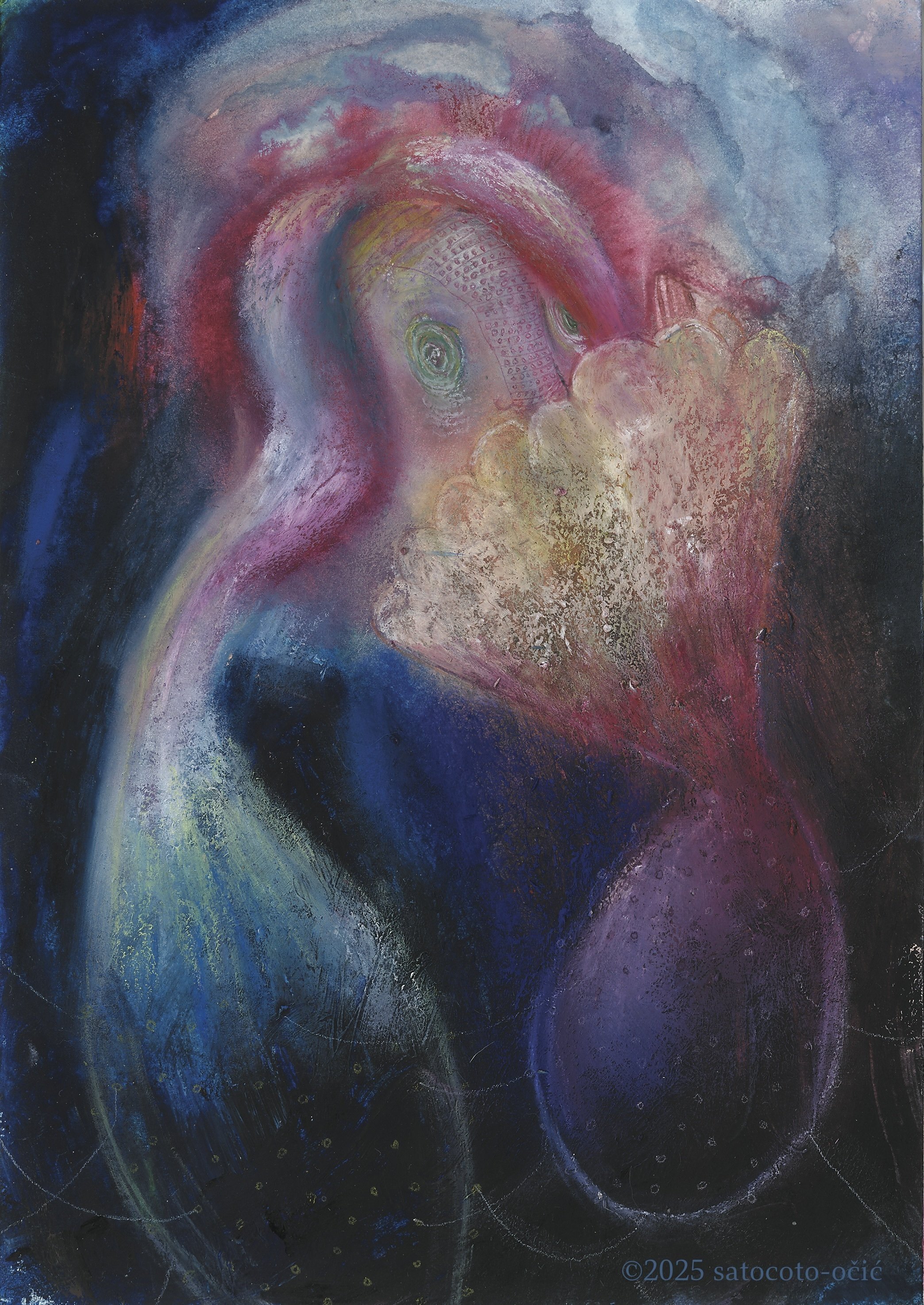 パステル画 画家の絵 オイルパステル画 240×240mm 「KEITA PASTEL」では癒しに溢れた