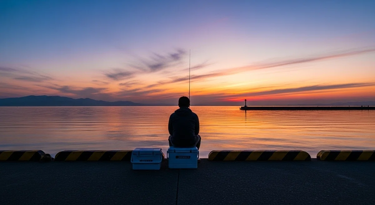 大物を釣り上げた後の「満足感」に満ちた情景