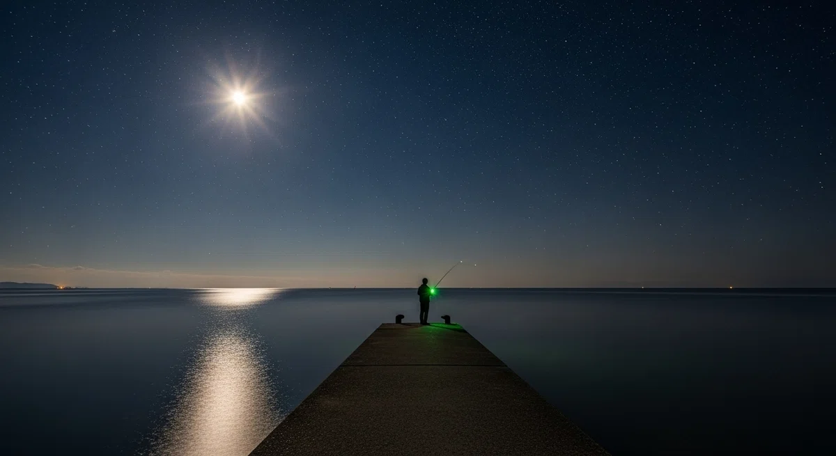 満天の星と月明かりの下、静まり返った夜の海。