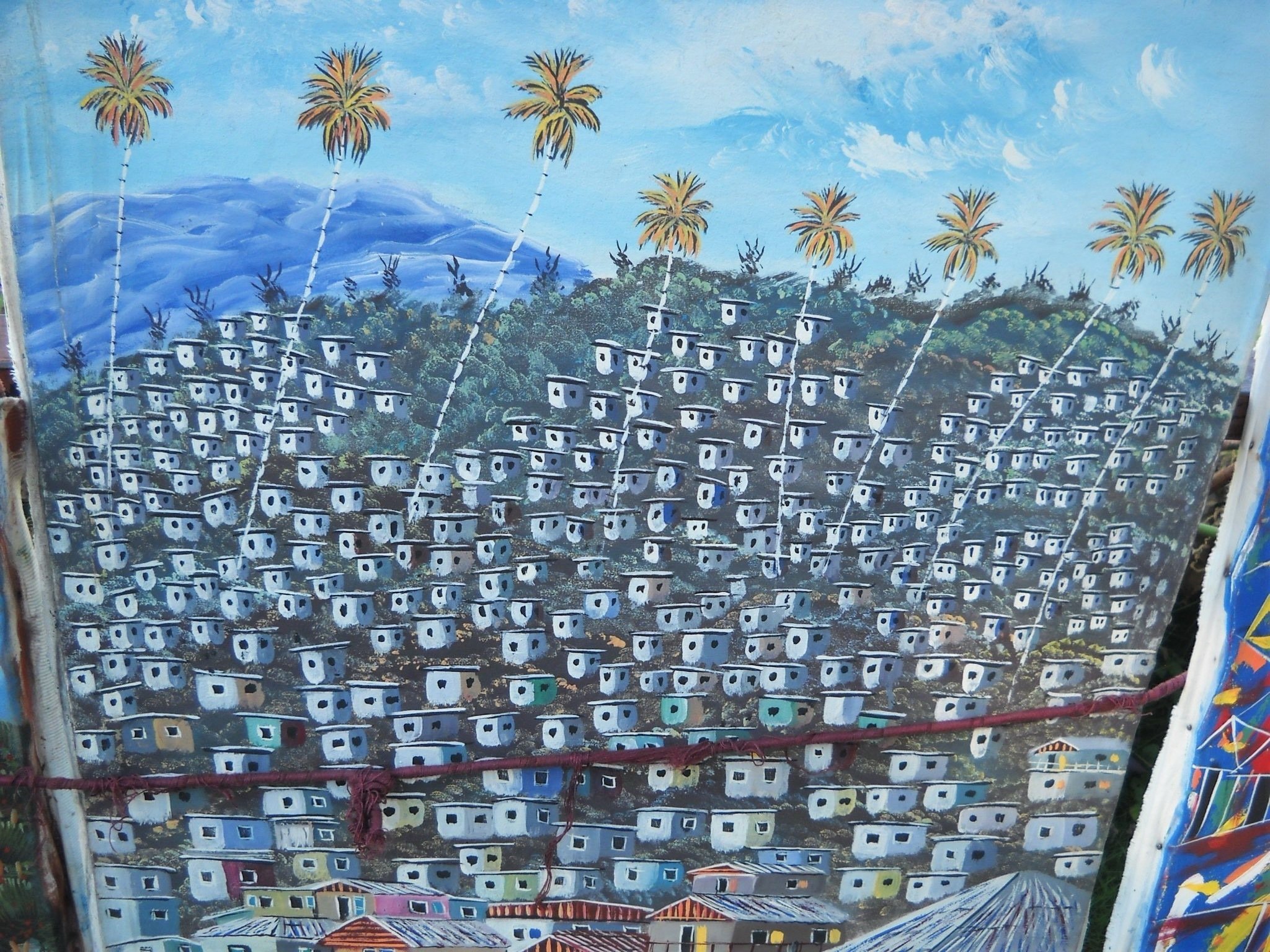 【ハイチアート】絵画 マーケット サイン有り ハイチアン　ヴィンテージ Amazing Vintage Haitian Painting Signed Pierre , Haiti Hand