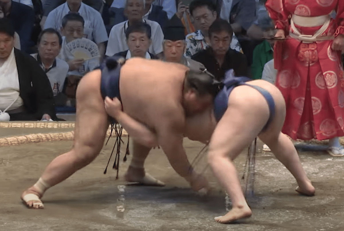 名古屋帯 青 白 ストライプ 岐阜古農相撲 相撲 夏場所 大相撲 安青錦ー草野＜令和7年名古屋場所・14日目＞SUMO - YouTube