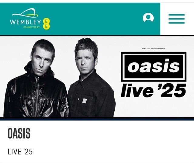 oasis live'25 ロンドン7月26日ウェンブリー公演ポスター 昨年