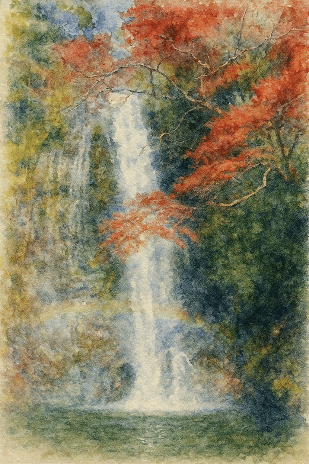 ☆ 箕面大滝 水彩画｜保健委員
