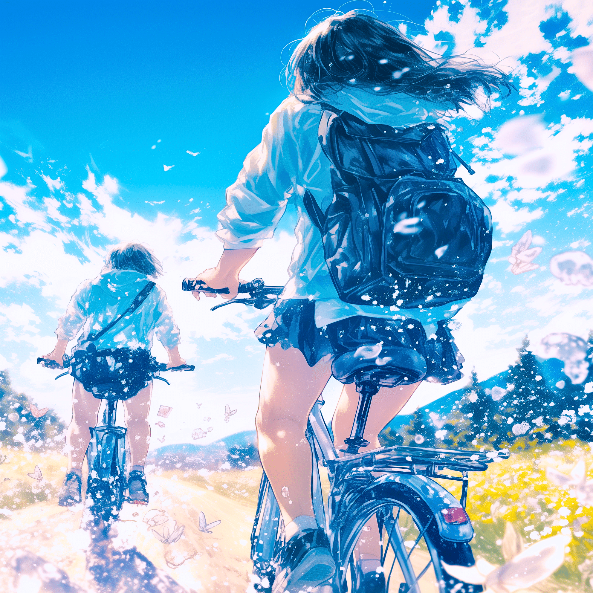 濡れたスニーカー。跳ねる水滴。繋がる空を見上げて【AIイラスト＋4