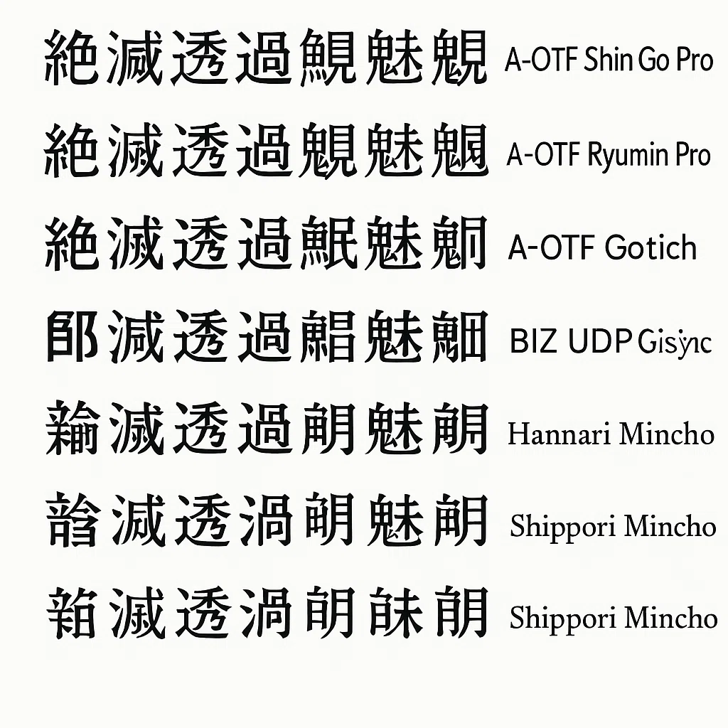 日本語フォント実験：第二水準漢字の文字化けを避けるための対話ログ