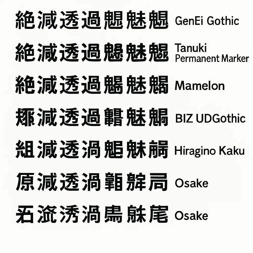 日本語フォント実験：第二水準漢字の文字化けを避けるための対話ログ