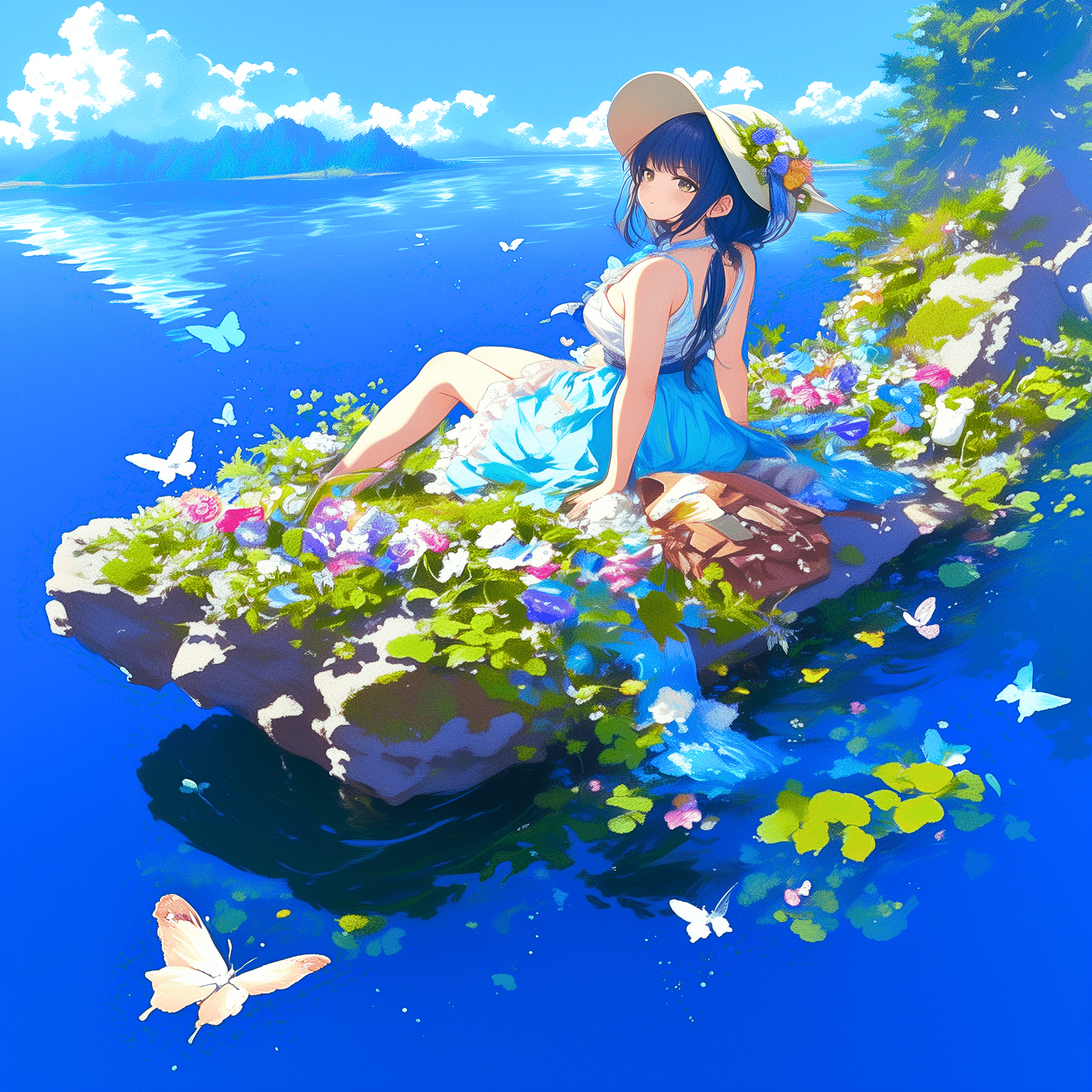 水辺に映る、あの夏をひとつすくって【AIイラスト＋4コマ漫画】｜Alpaka