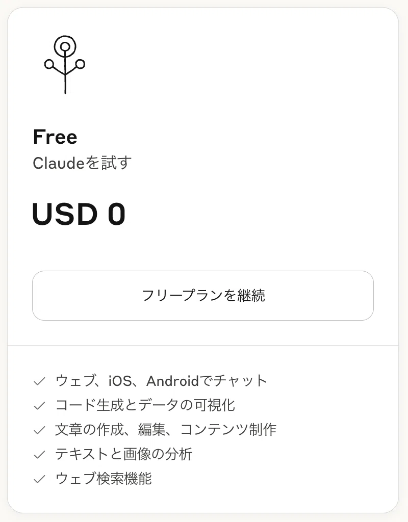 Claudeのフリープラン
