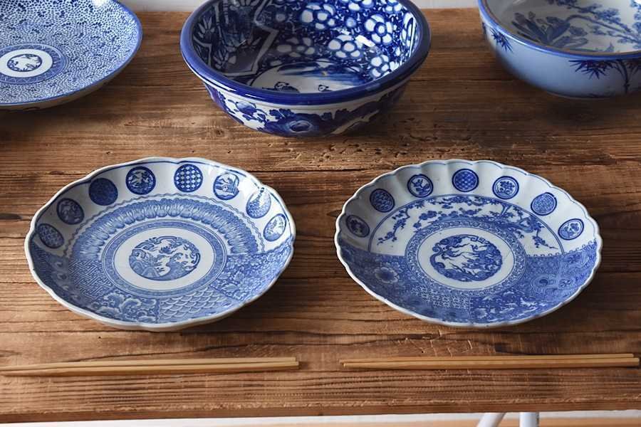 染付｜大正時代の印判の7寸皿｜ゆんたく