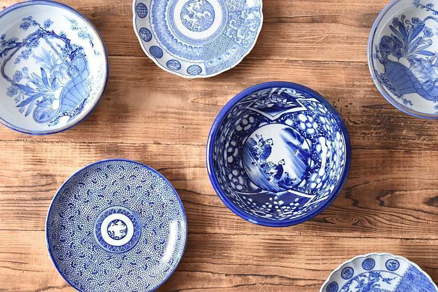 染付｜大正時代の印判の7寸皿｜ゆんたく