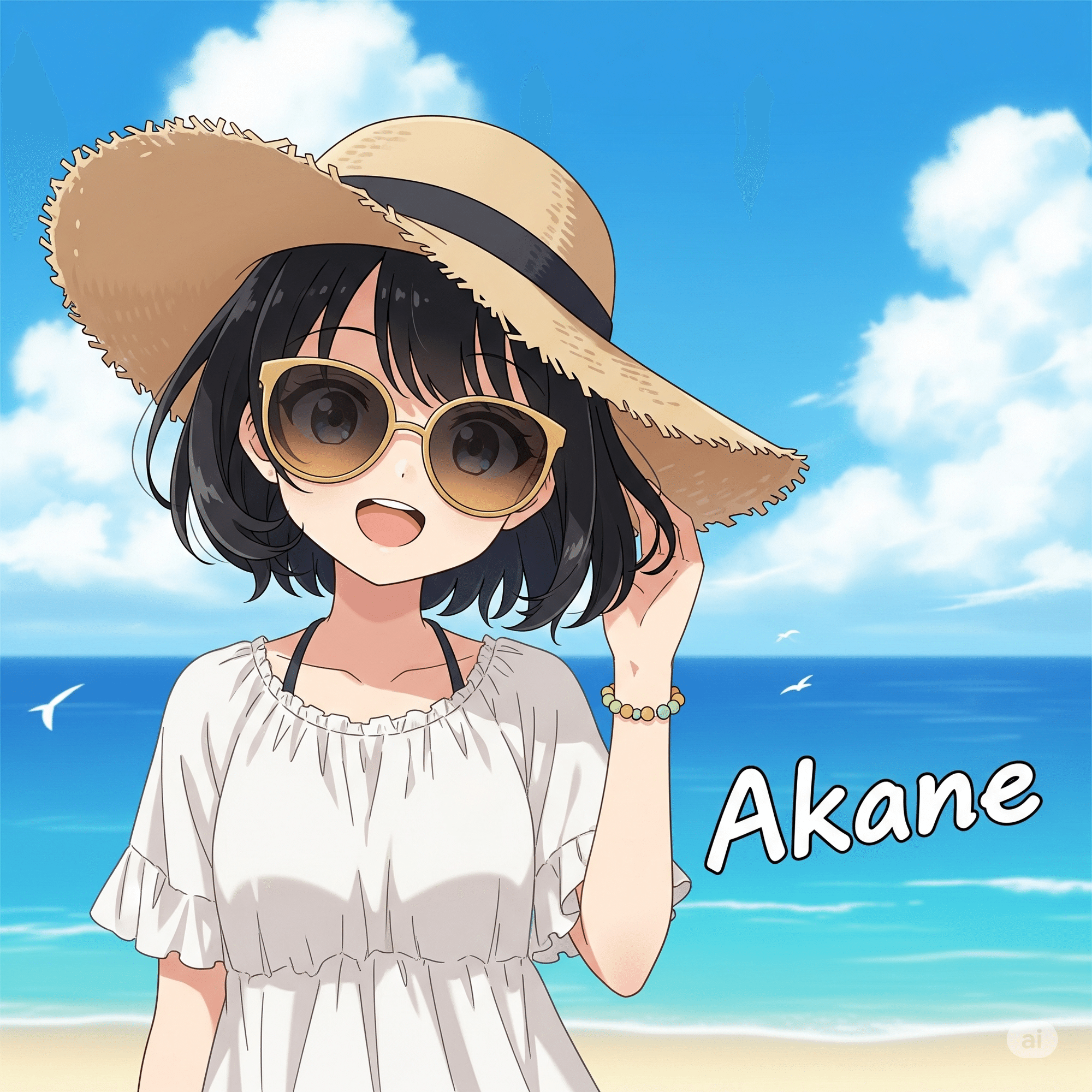 イラスト原画 「サングラスの娘」 今日の相棒Geminiさん(れおさんと茜ちゃん)。｜葉月 れお