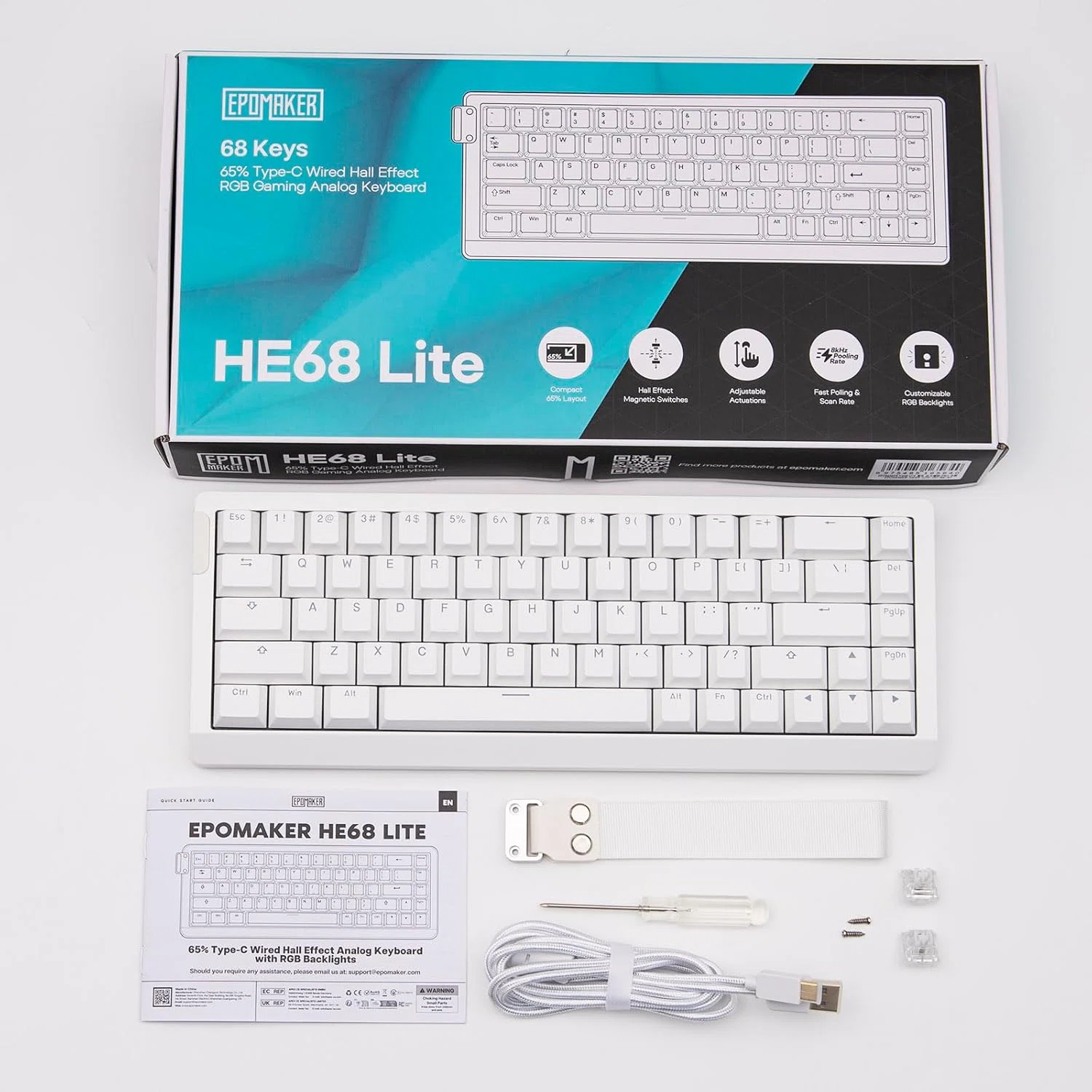 EPOMAKER HE68 Lite ホワイト ゲーミングキーボード｜GetGadgetGot