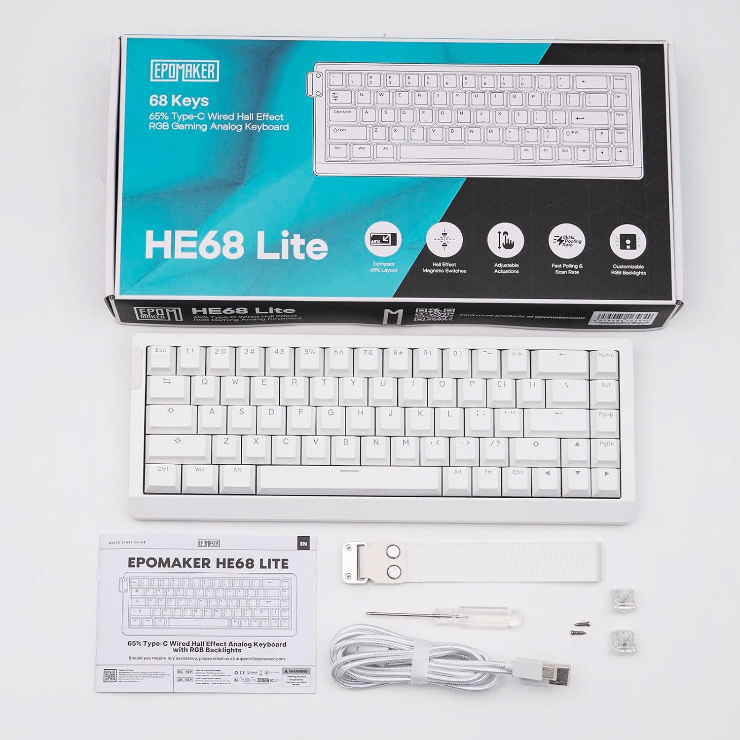 EPOMAKER HE68 Lite ホワイト ゲーミングキーボード｜GetGadgetGot