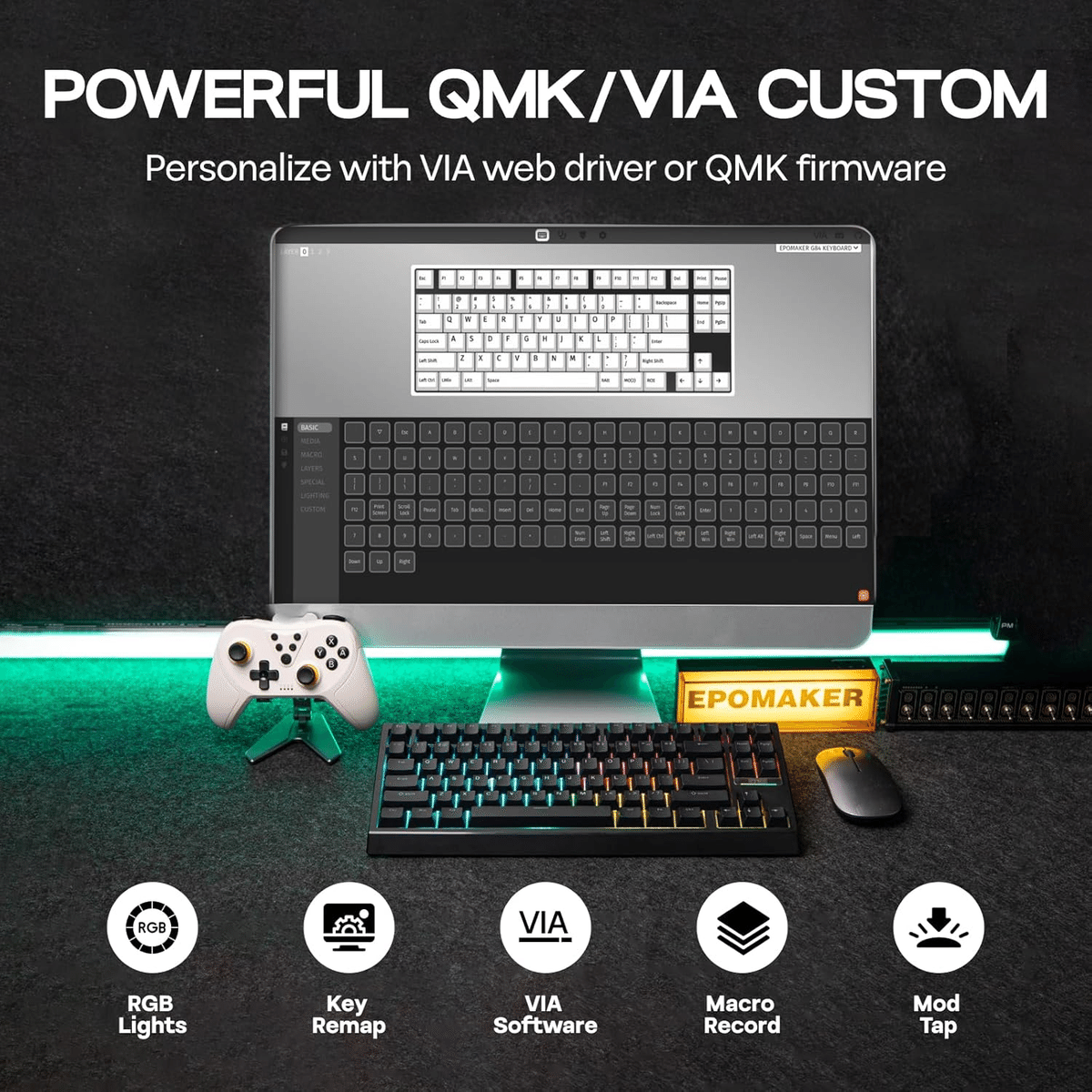 EPOMAKER G84 80% RGBメカニカルキーボード ブラック｜GetGadgetGot