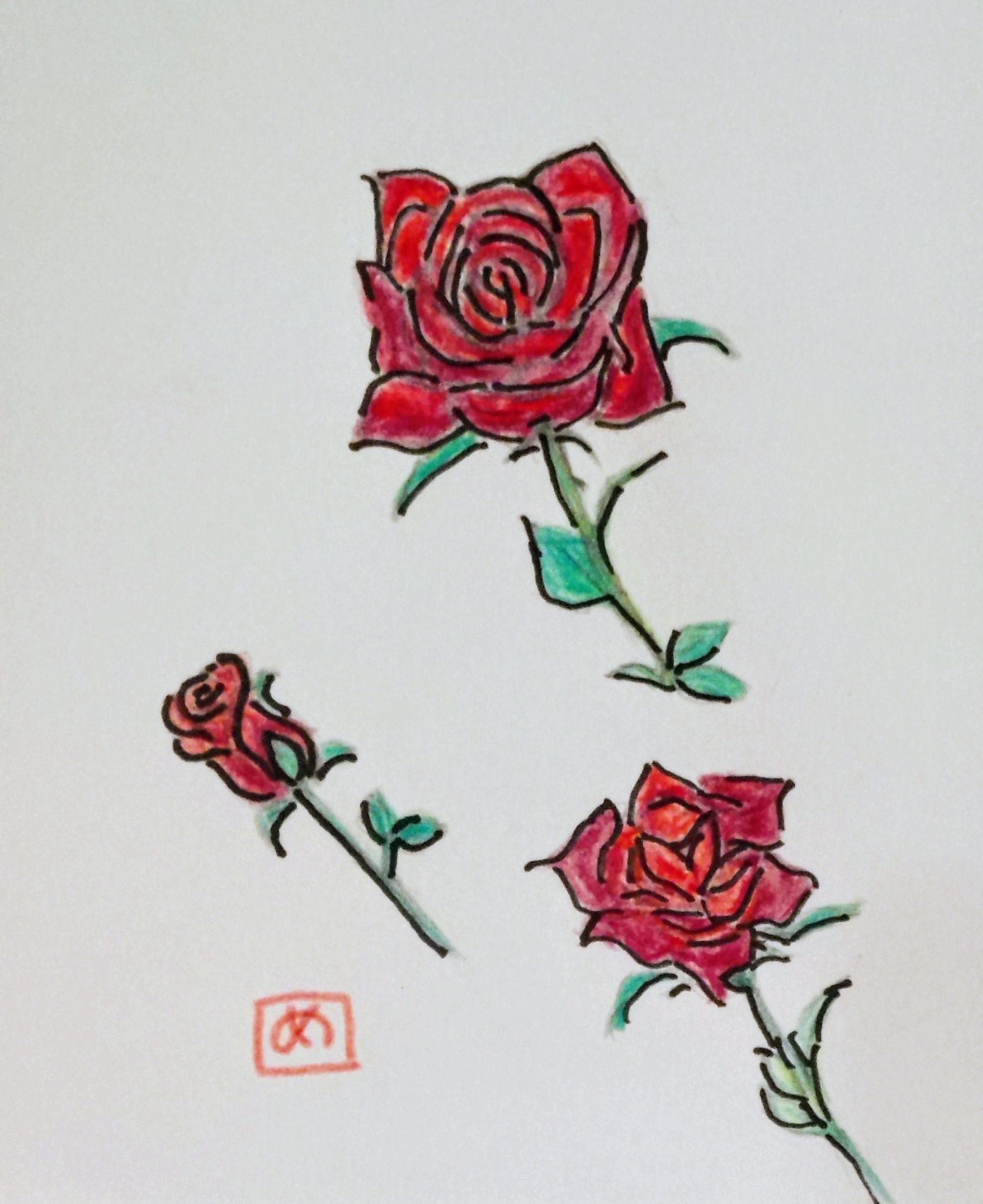 色鉛筆画“バラ”｜めっこ