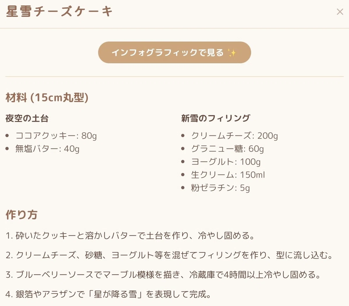 【レシピカード】星雪チーズケーキ