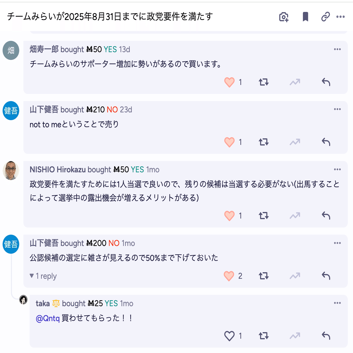 チームみらいが当選するか」という予測市場を開いてみた結果、見事に市場の結果が現実を当てた話｜高木俊輔 Shunsuke Takagi