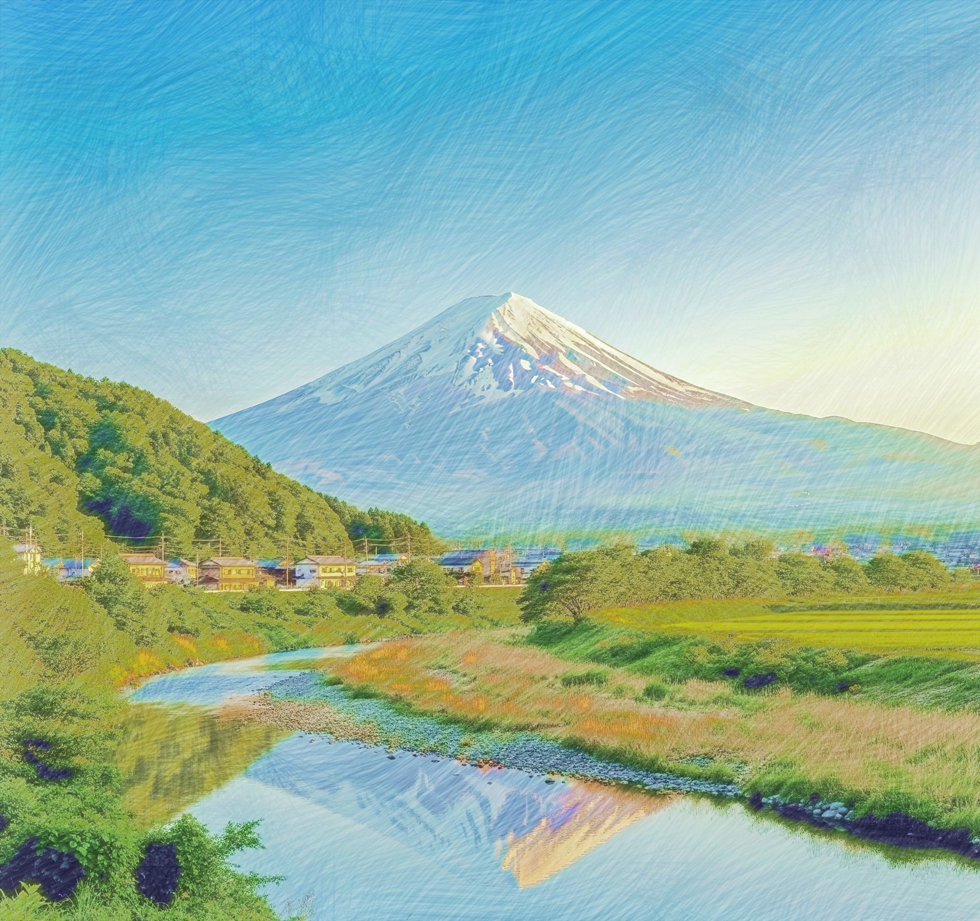 色鉛筆画ルートくん 今日の猫絵 ふくと梨はどっちが丸いかにゃ？ #色鉛筆画 #色鉛筆