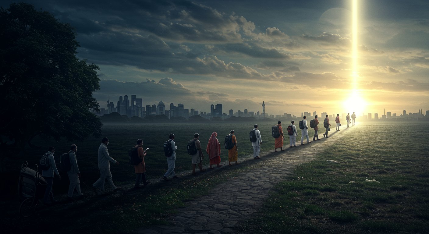 カースト制度の変化と未来への展望を表現した象徴的なイメージ