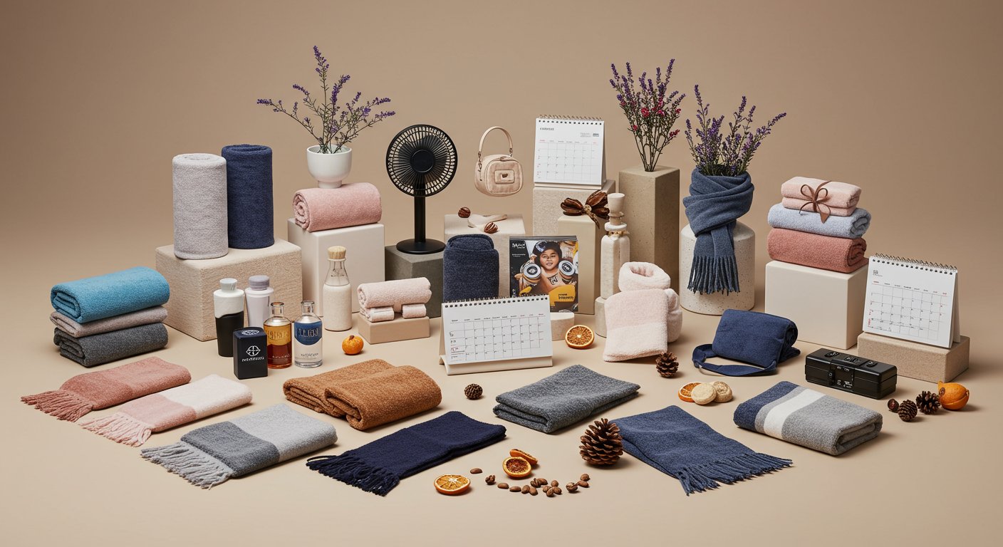 季節やイベントに合わせたノベルティグッズの展示