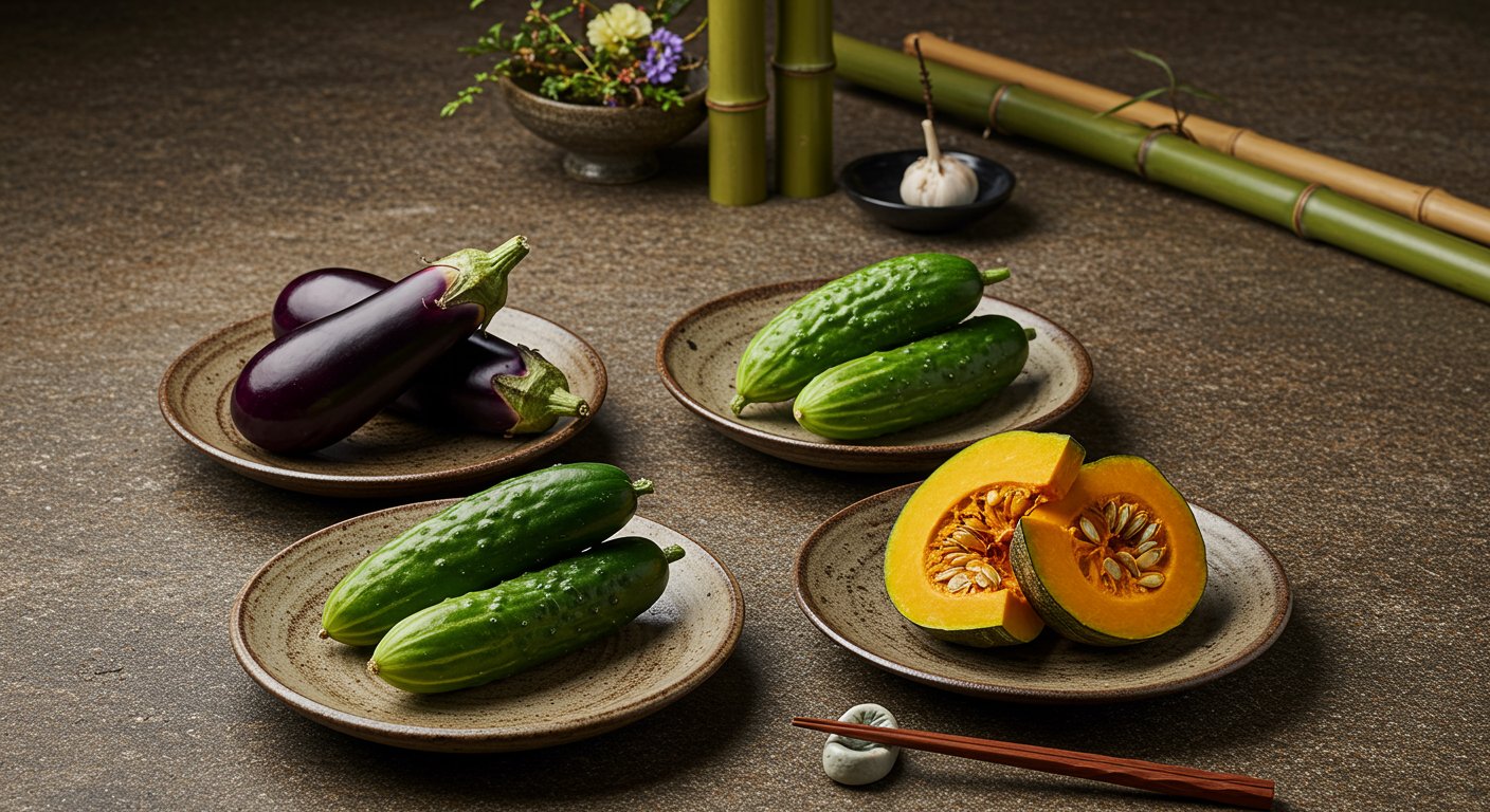 日本各地の代表的な伝統野菜の集合写真