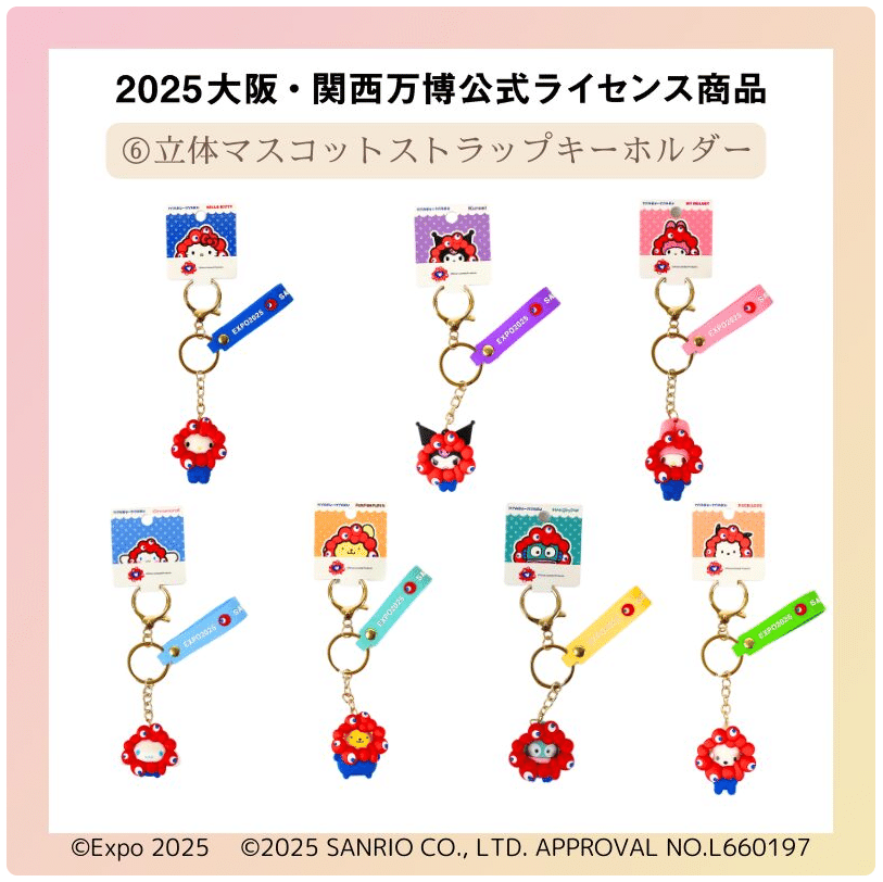 万博　サンリオ　ミャクミャク　キーホルダー　会場限定 穴場発見！】会場内で買わない！？ミャクミャク×サンリオ、150円