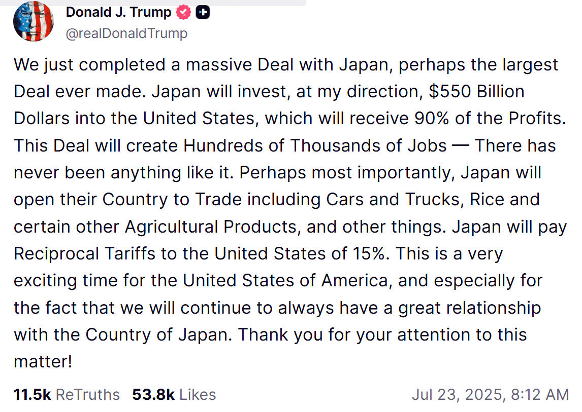日米通商交渉合意で日本株急騰～石破首相、退陣報道を否定｜大橋ひろこ
