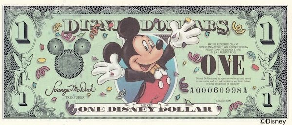 ディズニーダラー 2000年記念紙幣 3枚セット 初めてのDダラー】ミレニアム🌎2000年版ディズニーダラーの紙幣