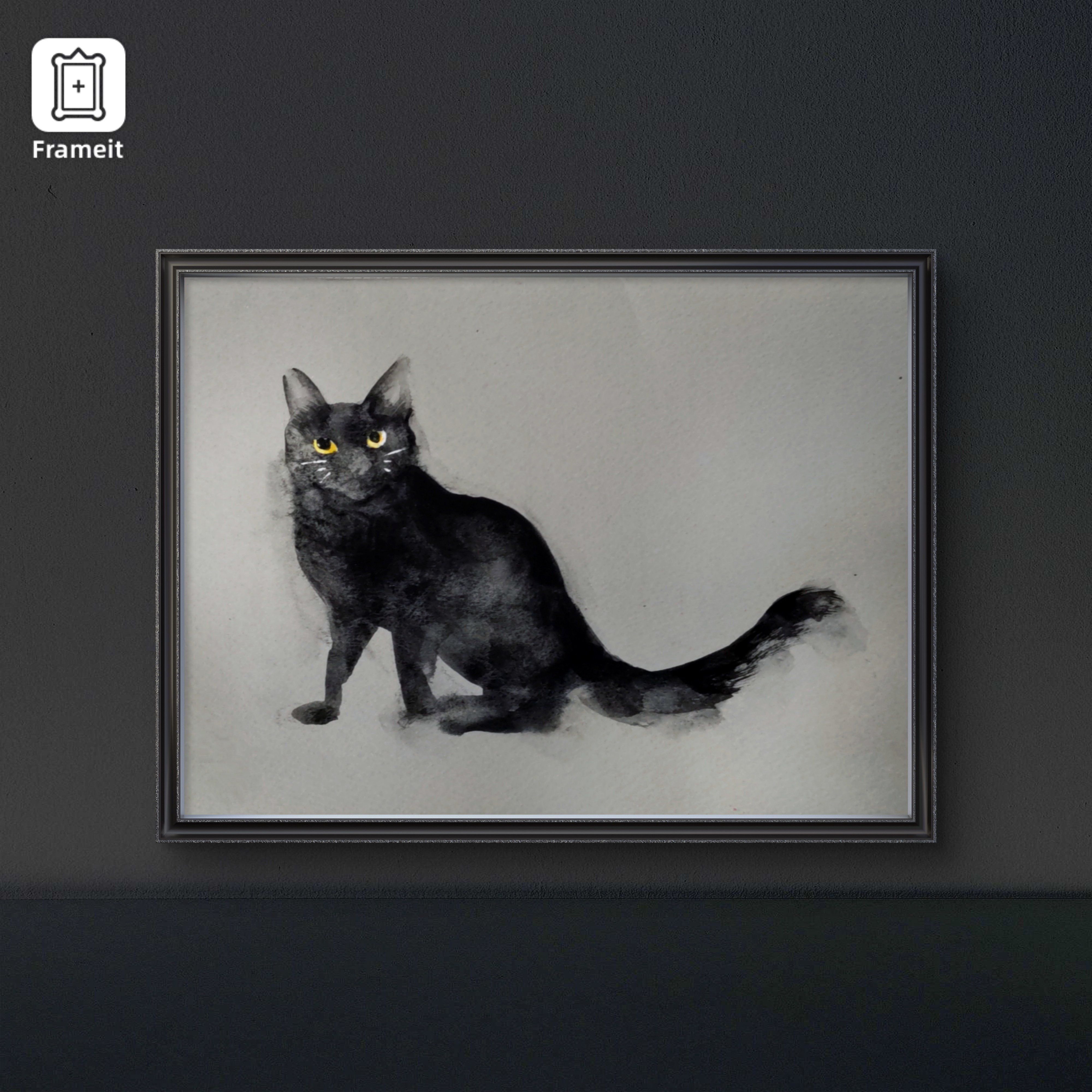 猫　絵画 絵画風猫 A4サイズ イラスト 絵画 額入り - メルカリ