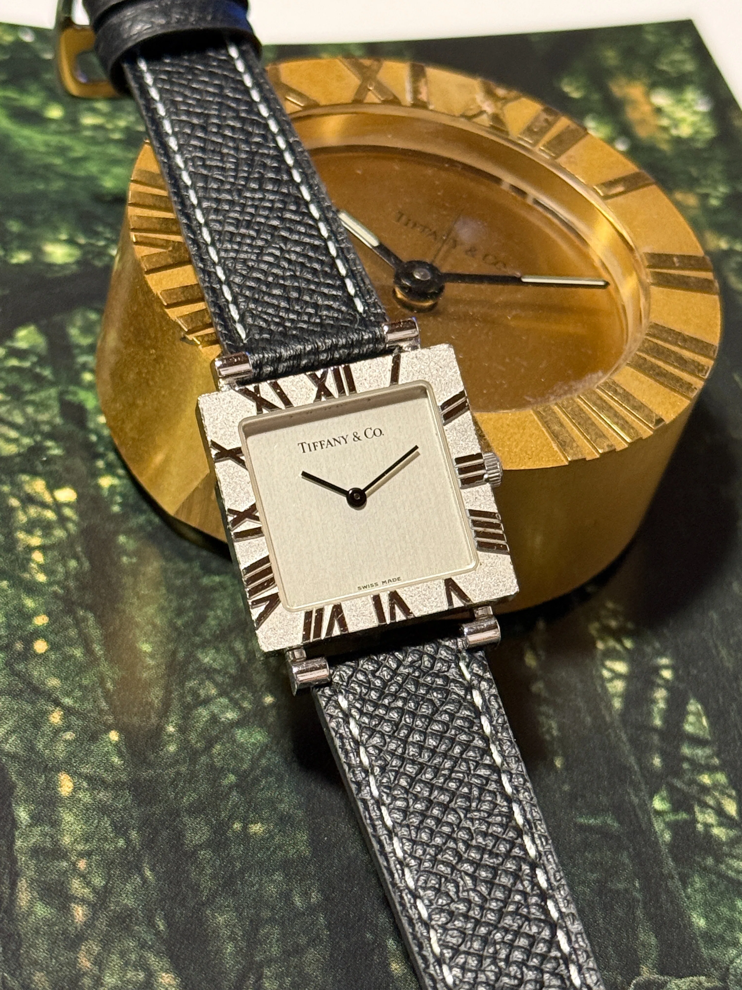 Tiffany & Co. スクエア型置時計アトラスレア物！動作品！