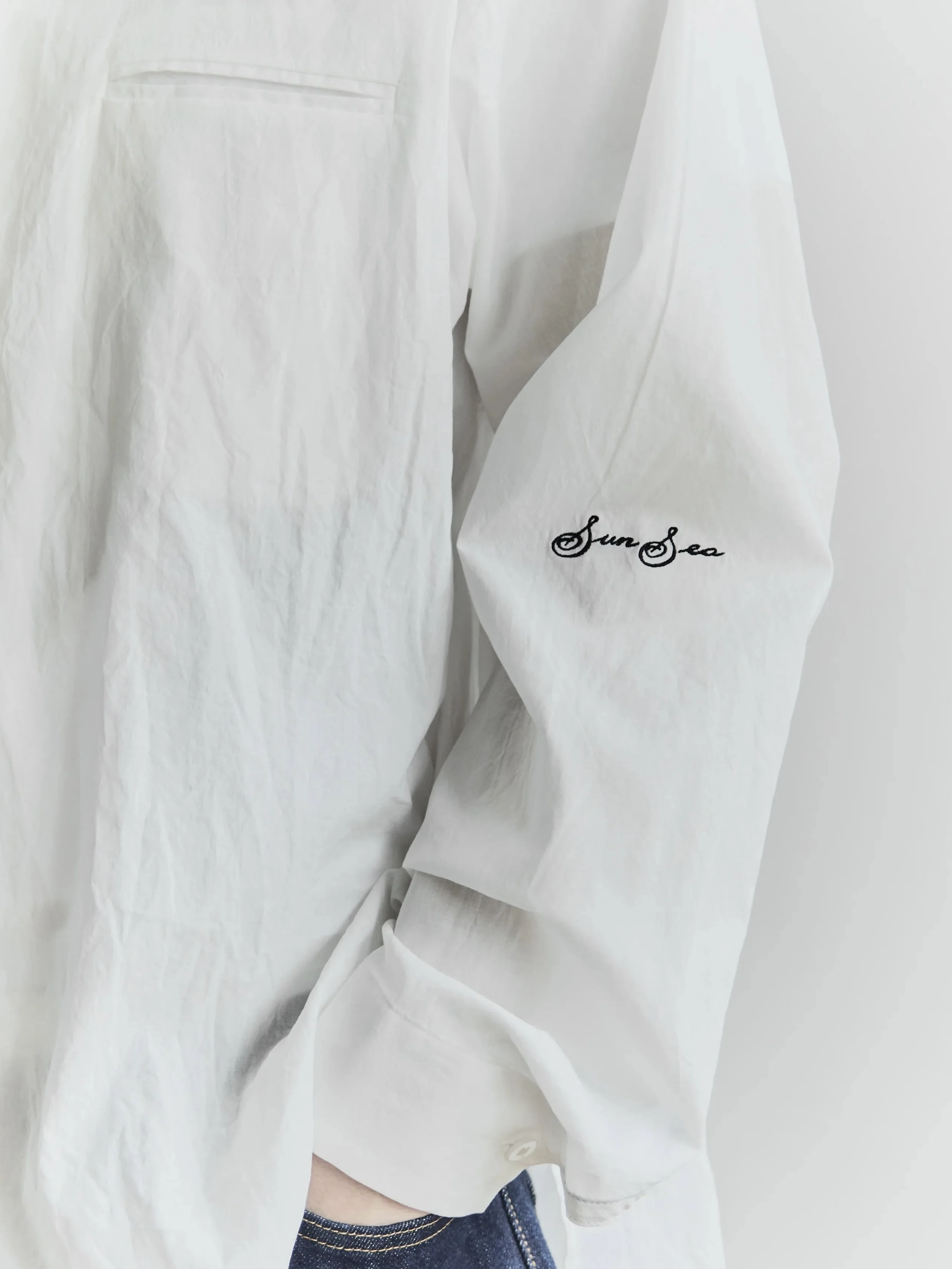 SUNSEA 3011 SHRINKAGE COTTON SHIRT, White｜keylimeTokyo