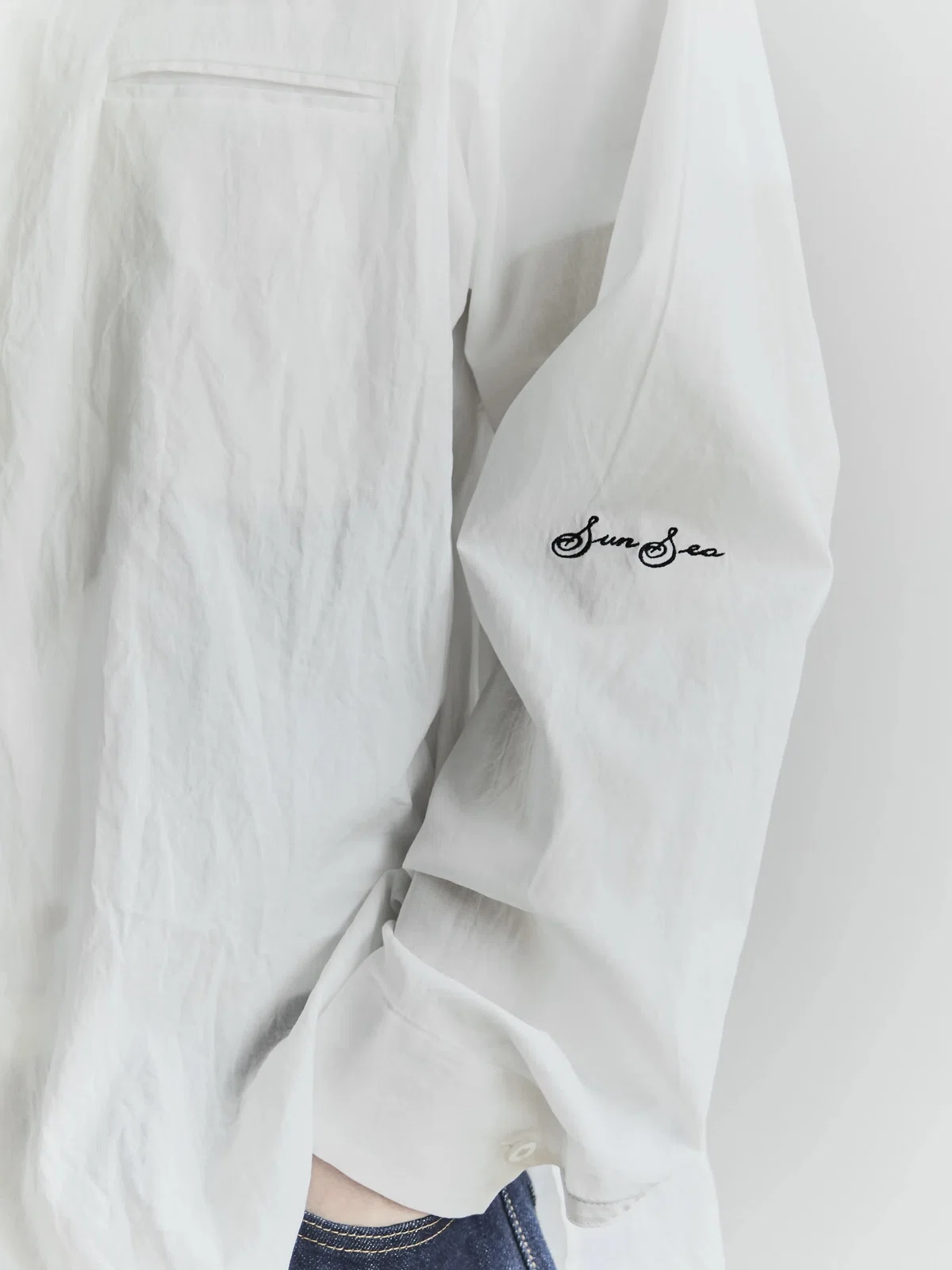 SUNSEA 3011 SHRINKAGE COTTON SHIRT, White｜keylimeTokyo