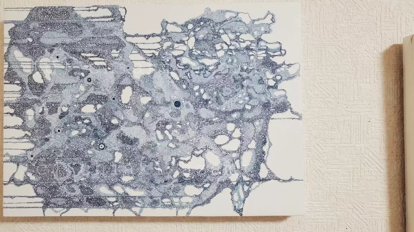 山田千代一作【仙　境】抽象画 油彩額縁 大きめ 木製茶色、画像書類一式 山田千代一作【仙 境】抽象画 油彩額縁 大きめ 木製茶色、画像