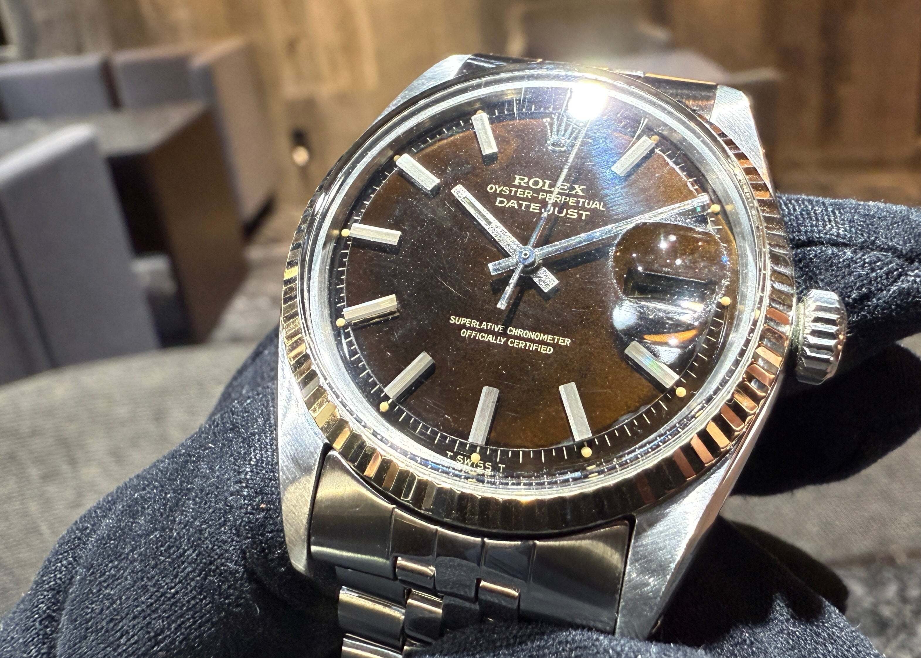 さ*ん様 ロレックス　デイトジャスト 1601 トロピカル ロレックス デイトジャスト 1983年製 Ref.16014 シルバーダイヤル