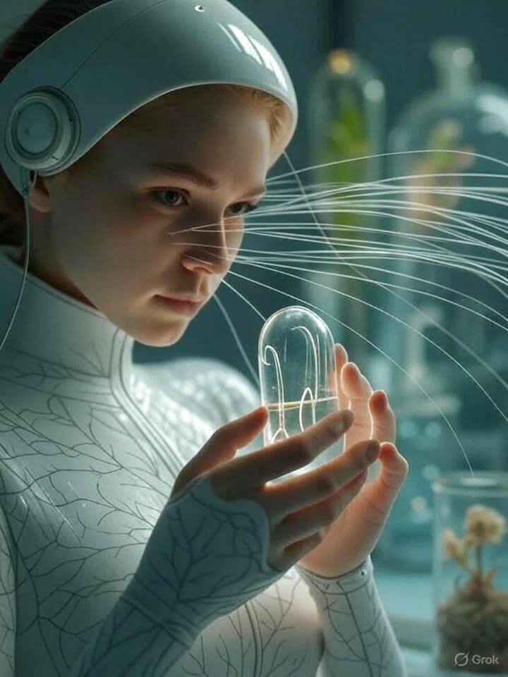 [Generative AI Image] Beautiful Girl Bio-Communicator in the Year 3000｜crks
