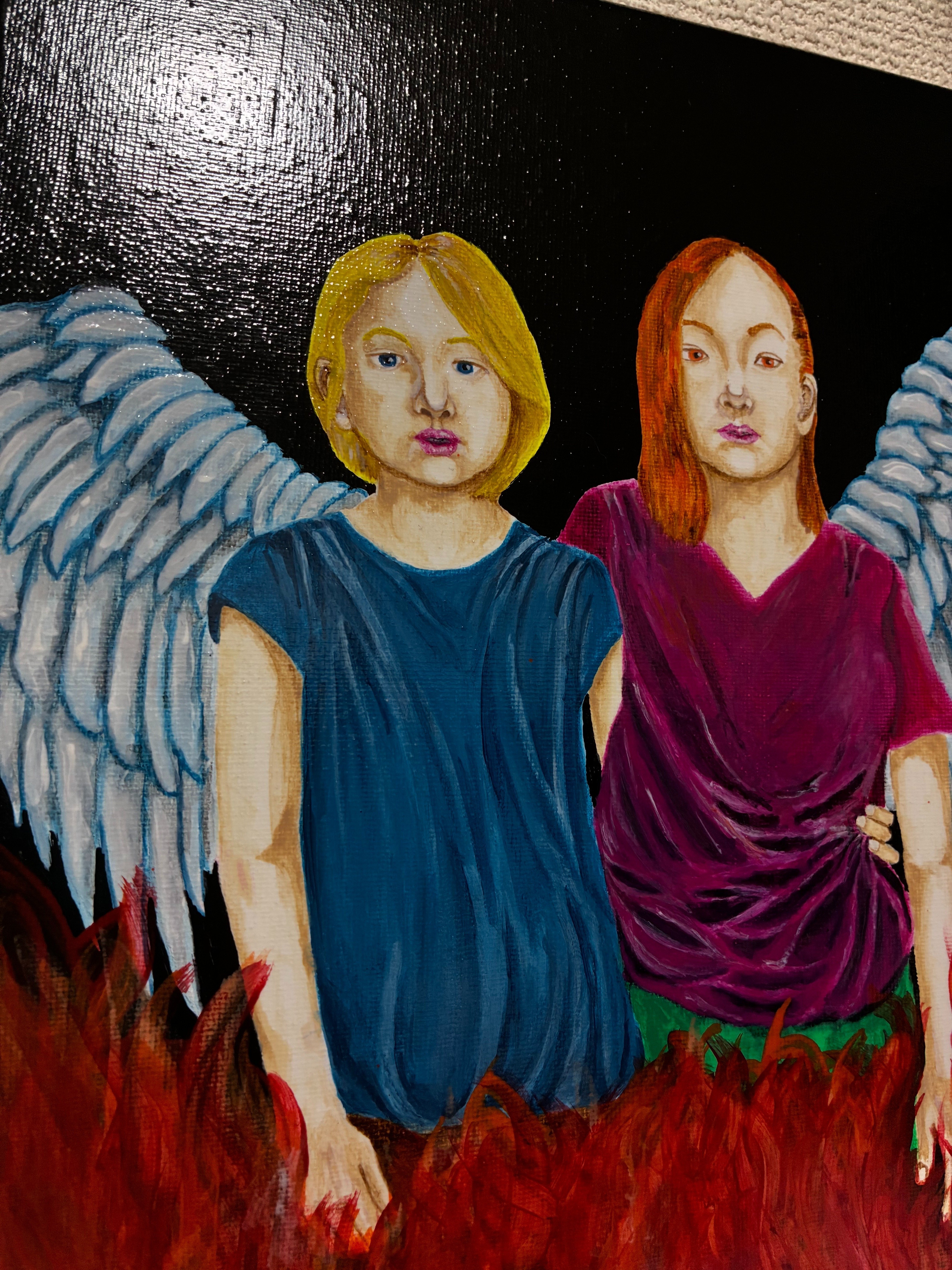 アクリル絵の具で描いた双子の天使「ベリアル」｜マーク・アイシャーウッド