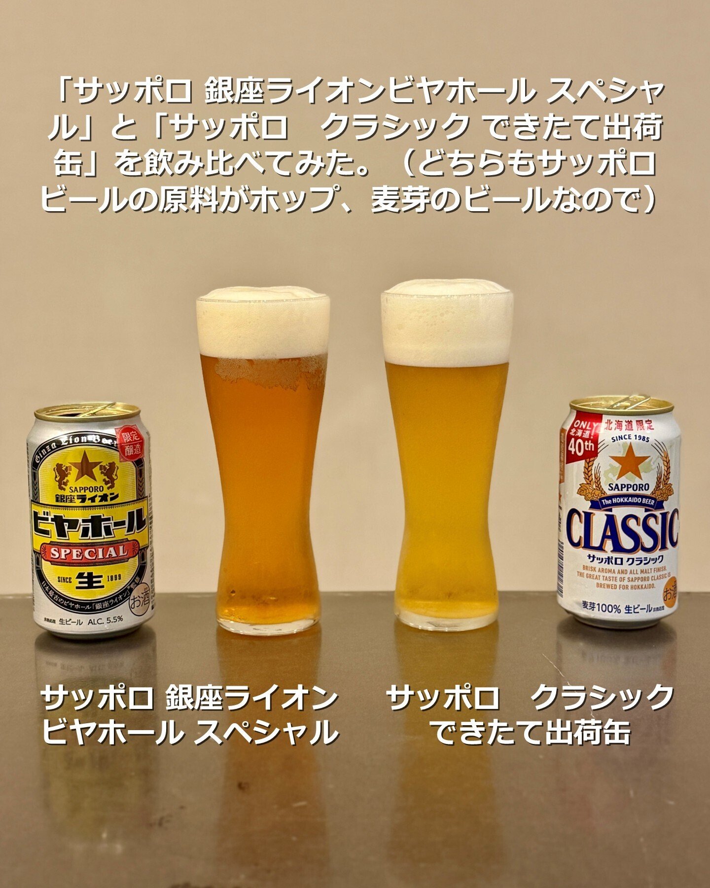 サッポロ 銀座ライオンビヤホール スペシャル」と「サッポロ