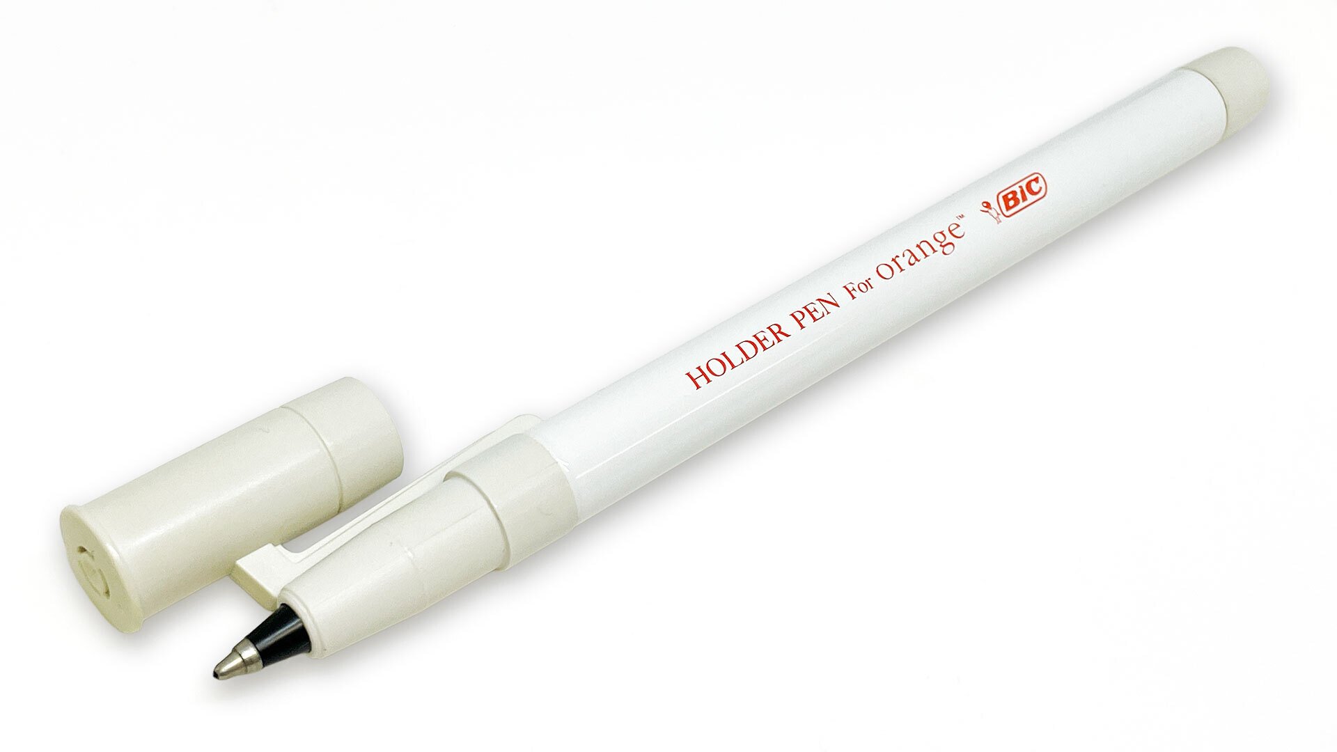 BiCオレンジを優しく包む白いホルダー「HOLDER PEN For orange