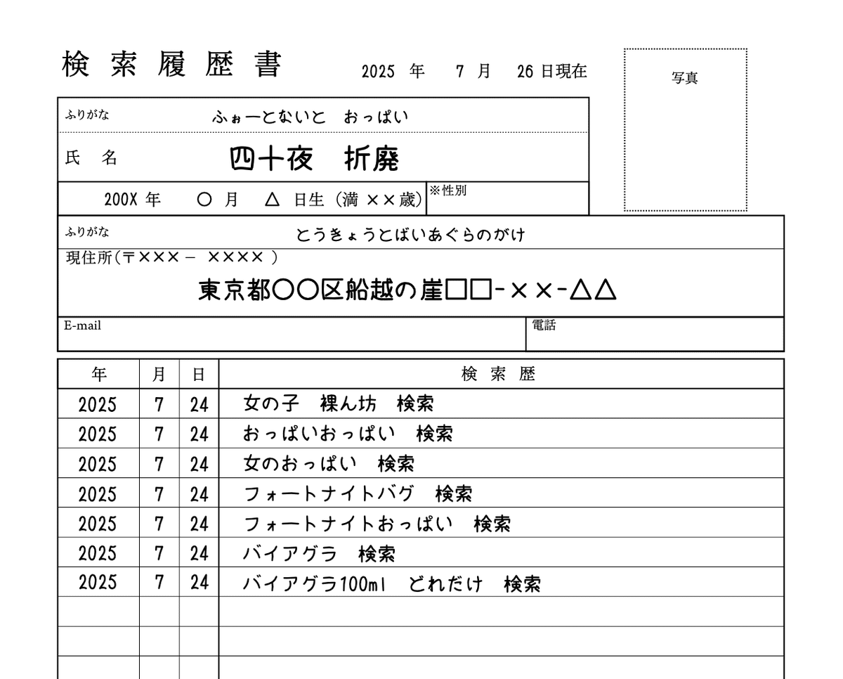 検索履歴書を作って親に提出すれば何を調べても問題ないはず