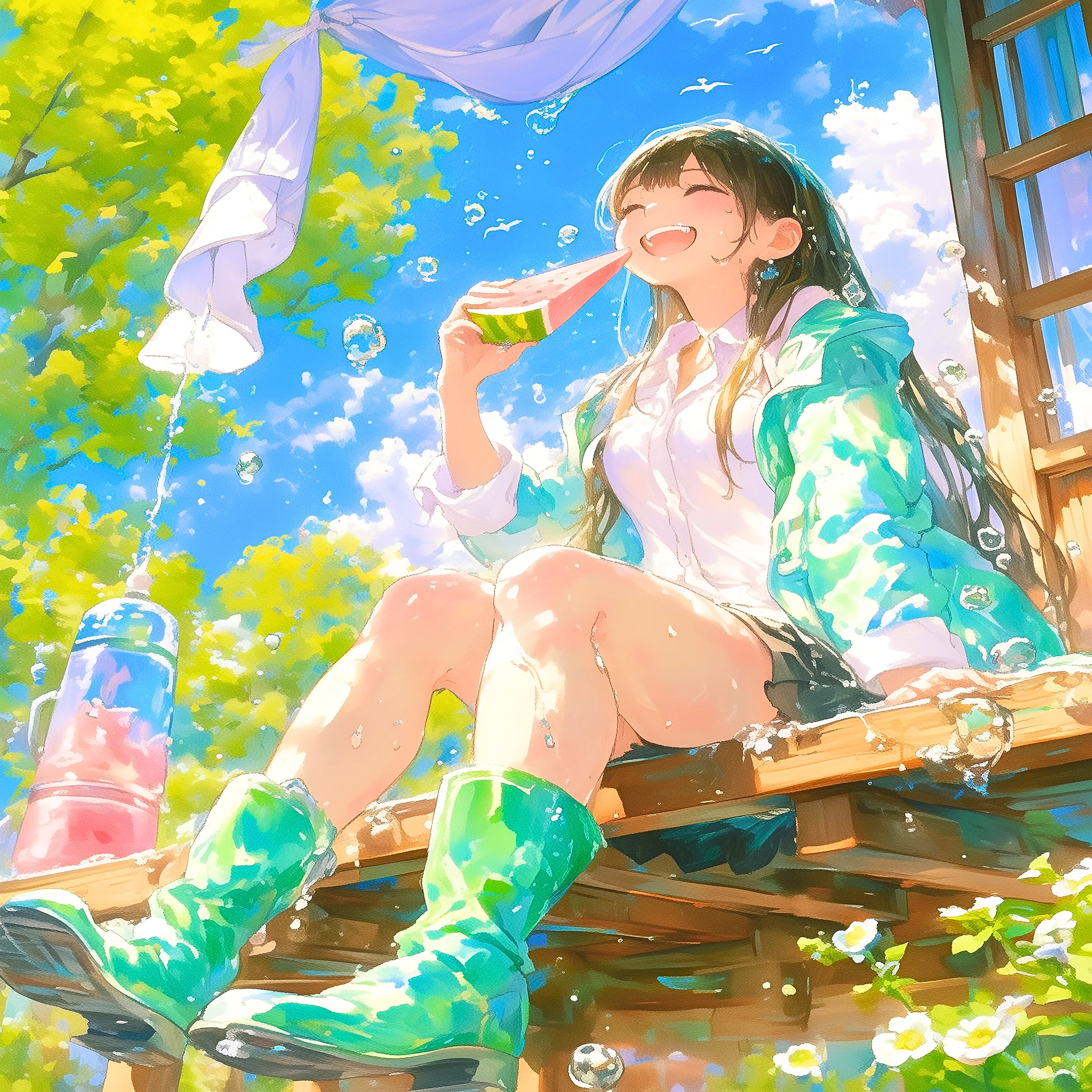 いつかの夏の甘い記憶【AIイラスト＋4コマ漫画】｜Alpaka