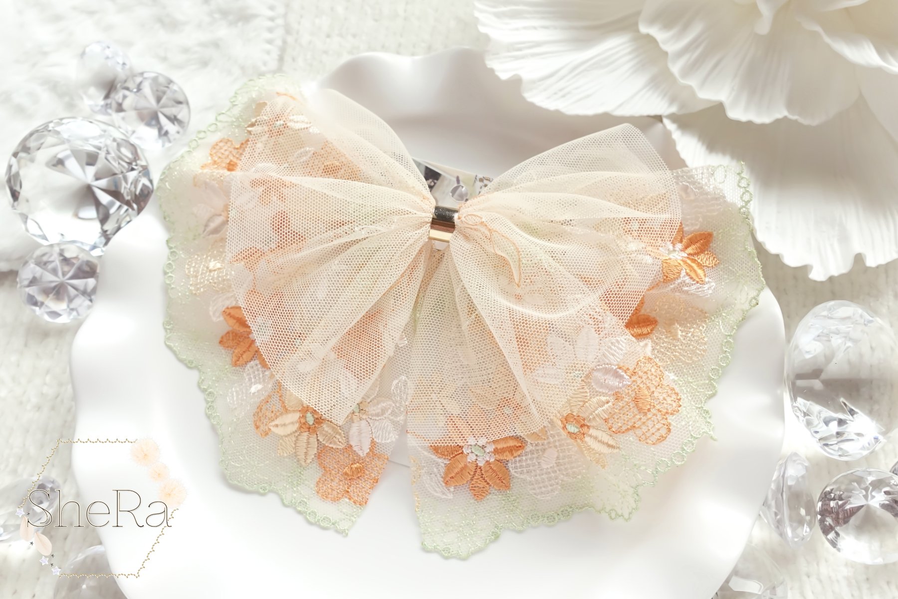 ハンドメイド♡花柄ファブリックリボンレースポニー 2025.7.31 お品書き｜SheRa