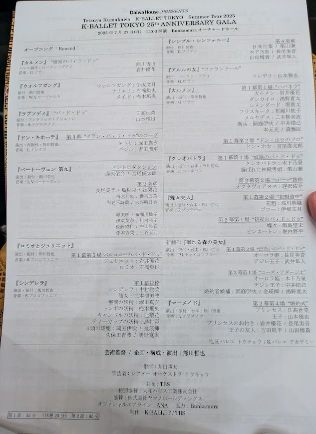 Kバレエ25周年ガラ鑑賞記録｜サナダ